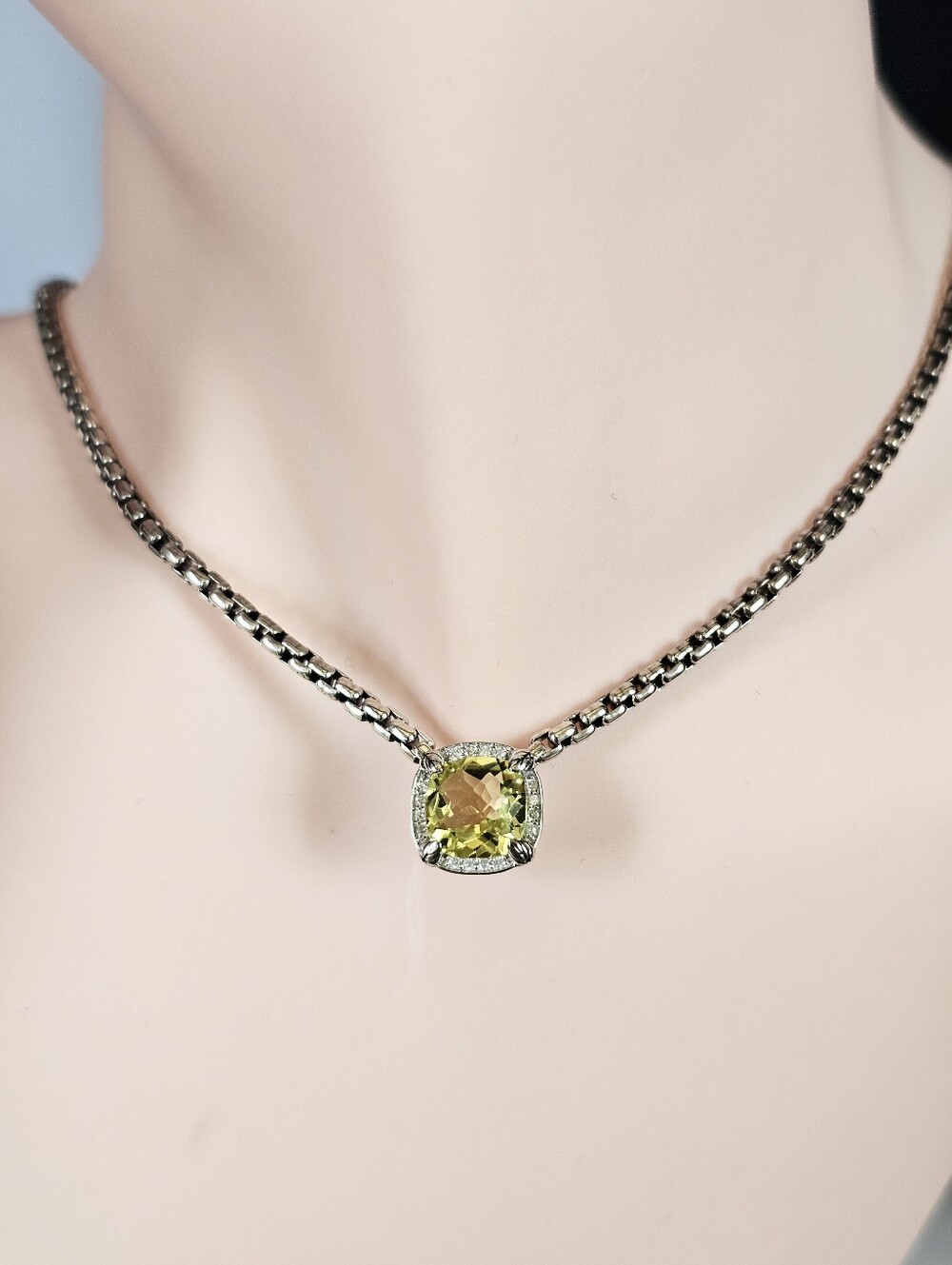 Authentic JAI John Hardy Lemon Quartz & Diamond Necklace Sterling Silver - Picture 3 of 8